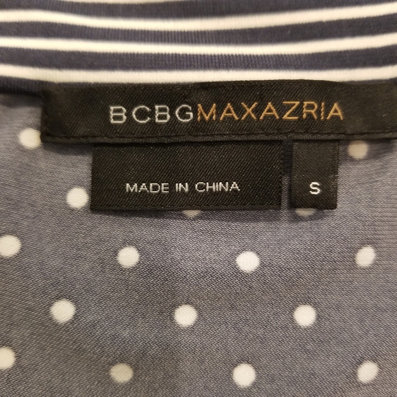 BCBGMaxAria Polka/Stripe Dot Short Sleeve Top - Picture 6 of 7